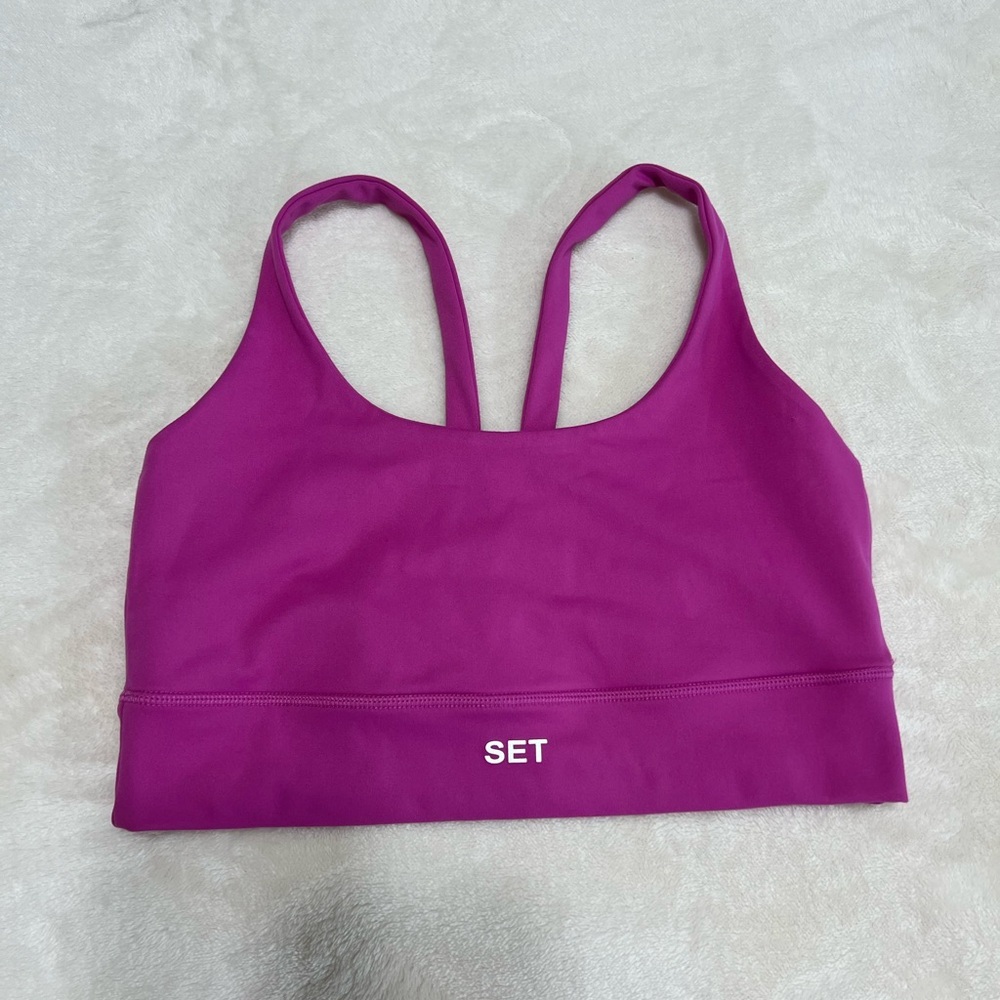 Set Active Luxform Sports Bra Magenta Pink Medium Strappy Back Athleisure